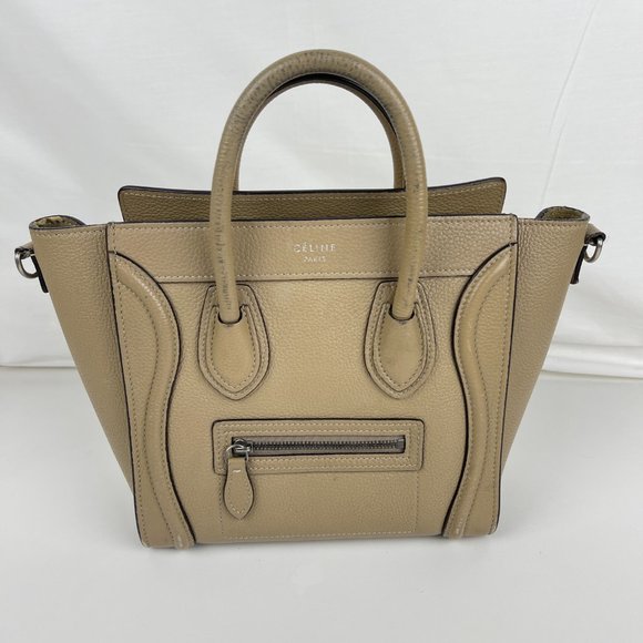 Celine Handbags - Celine Nano Luggage Beige Leather Tote - Authenticity Certified